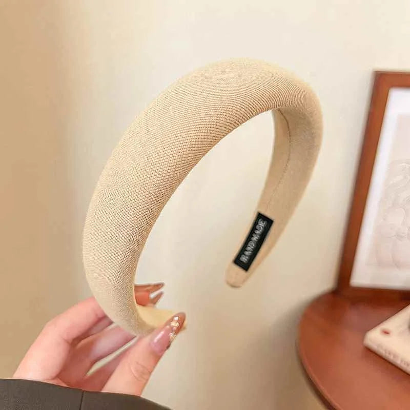 Wild Solid Color Sponge Headband for Women Fashion Girl Wash Face Wide Edge Simple Hair Band