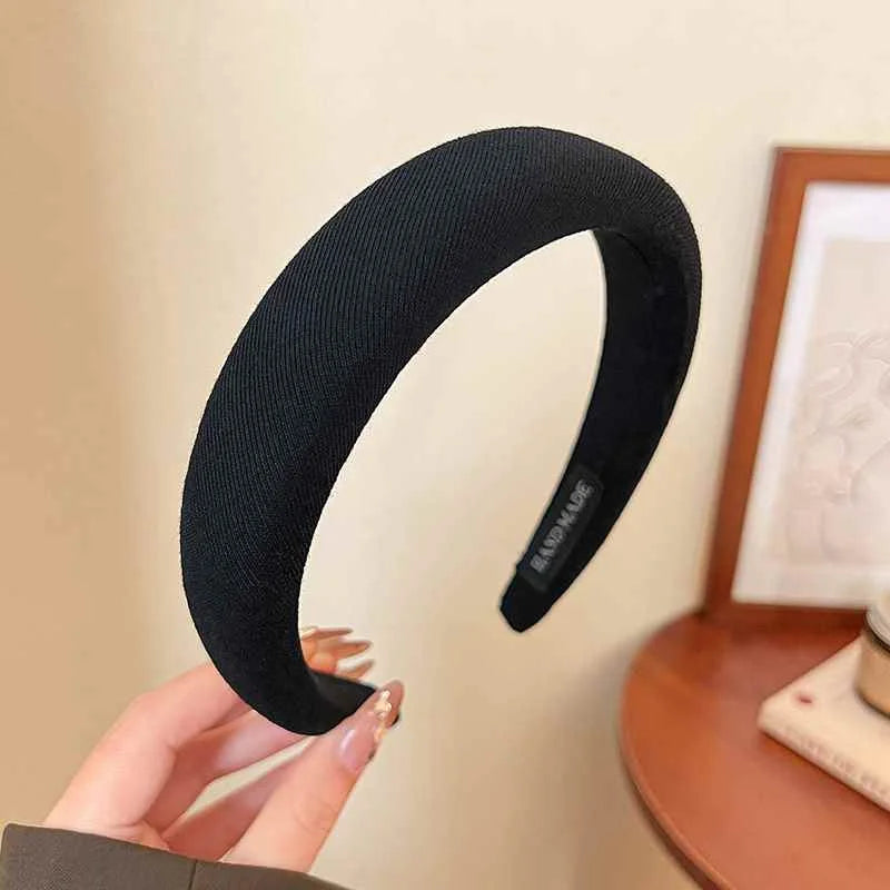 Wild Solid Color Sponge Headband for Women Fashion Girl Wash Face Wide Edge Simple Hair Band