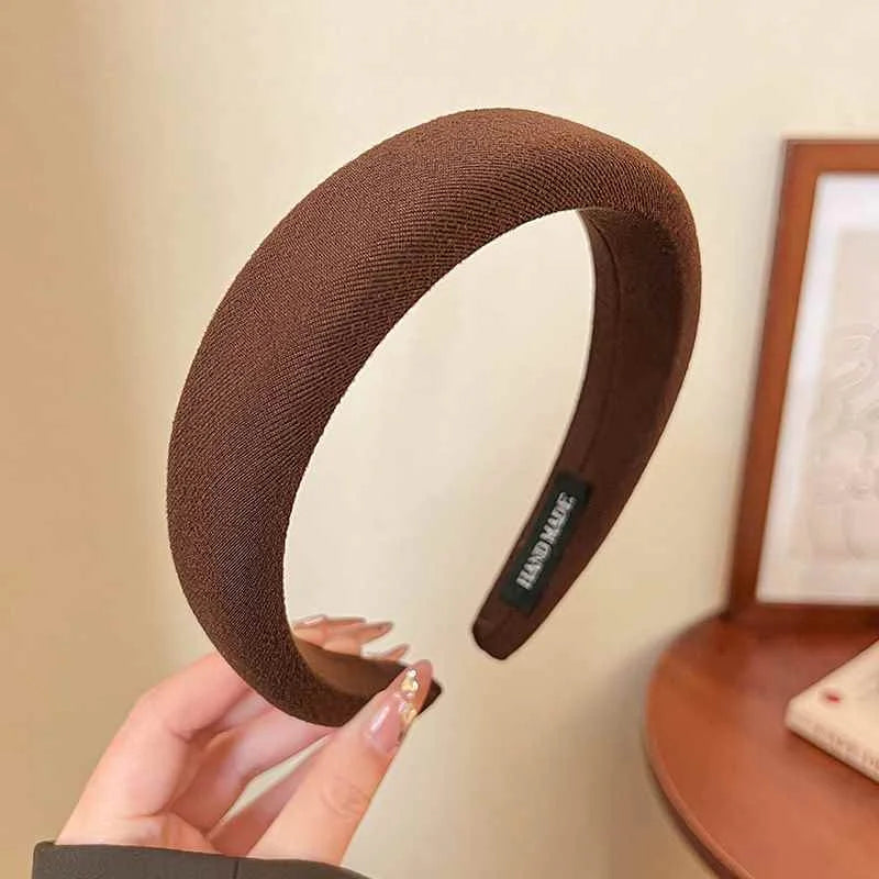 Wild Solid Color Sponge Headband for Women Fashion Girl Wash Face Wide Edge Simple Hair Band