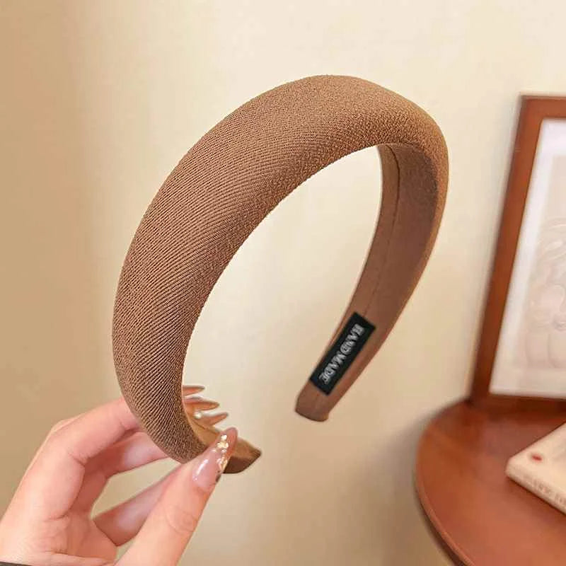 Wild Solid Color Sponge Headband for Women Fashion Girl Wash Face Wide Edge Simple Hair Band