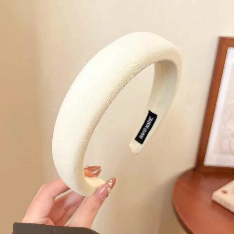 Wild Solid Color Sponge Headband for Women Fashion Girl Wash Face Wide Edge Simple Hair Band